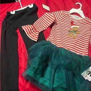 Striped Red and Green Tutu Costume Set Blueberi Gingerbread Holidays outfit 8